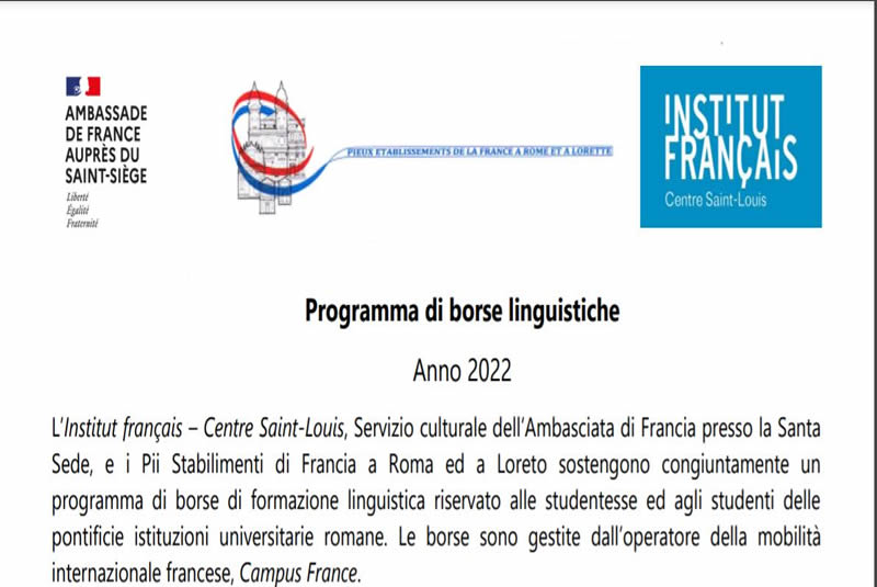 Borse di formazione linguistica – Institut français Centre Saint-Louis
